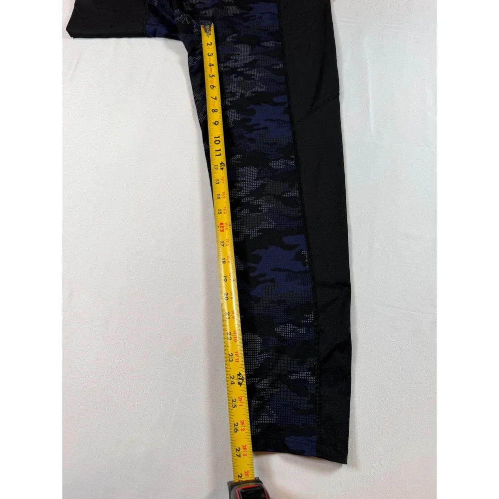 NEW Spanx Sz 3X Camo Print Booty Boost Leggings Full Length Black/Blue Yoga Gym